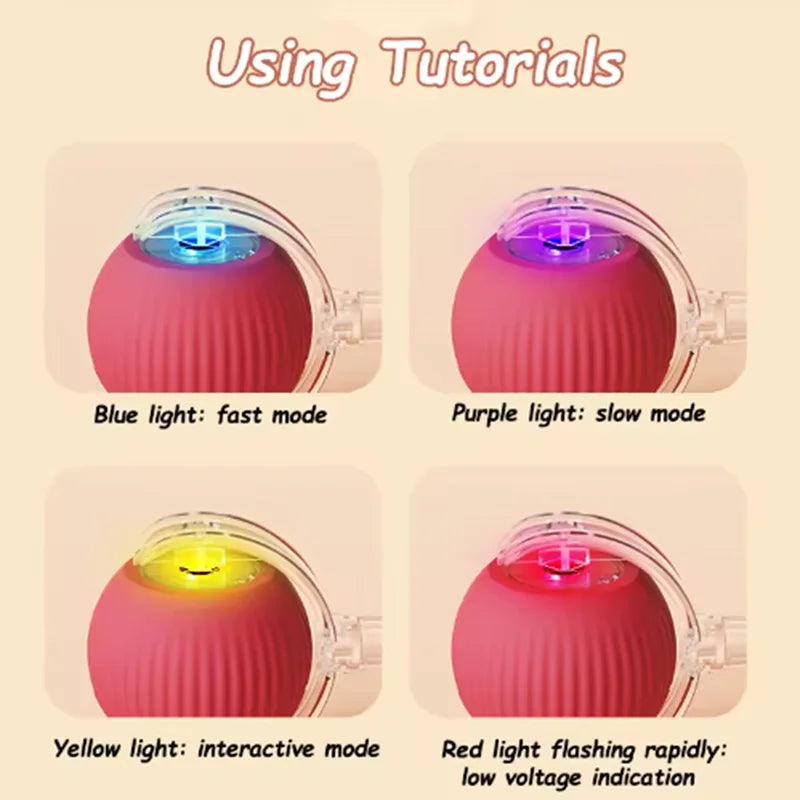 Cat Interactive Ball Toy, Automatic Rolling Ball with Tail, Rechargeable Smart Pet Interactive Toy, Intelligent Toy for Cat