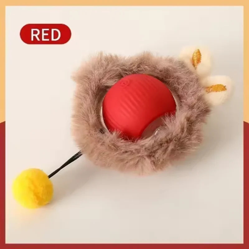 Cat Interactive Ball Toy, Automatic Rolling Ball with Tail, Rechargeable Smart Pet Interactive Toy, Intelligent Toy for Cat
