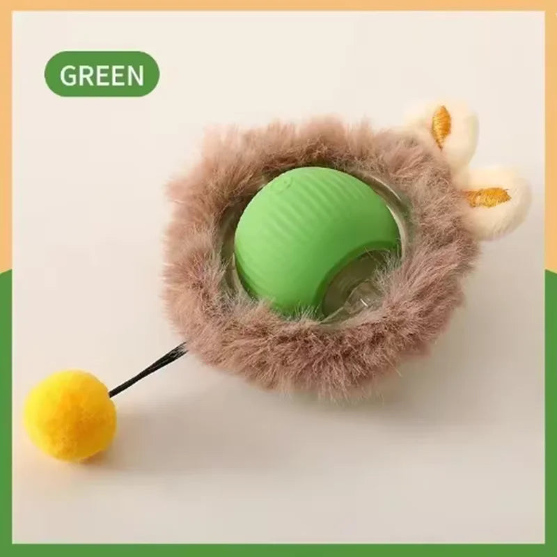 Cat Interactive Ball Toy, Automatic Rolling Ball with Tail, Rechargeable Smart Pet Interactive Toy, Intelligent Toy for Cat