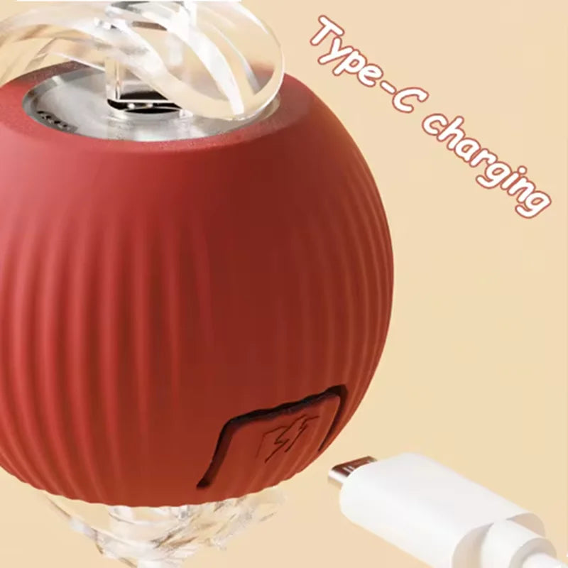Cat Interactive Ball Toy, Automatic Rolling Ball with Tail, Rechargeable Smart Pet Interactive Toy, Intelligent Toy for Cat