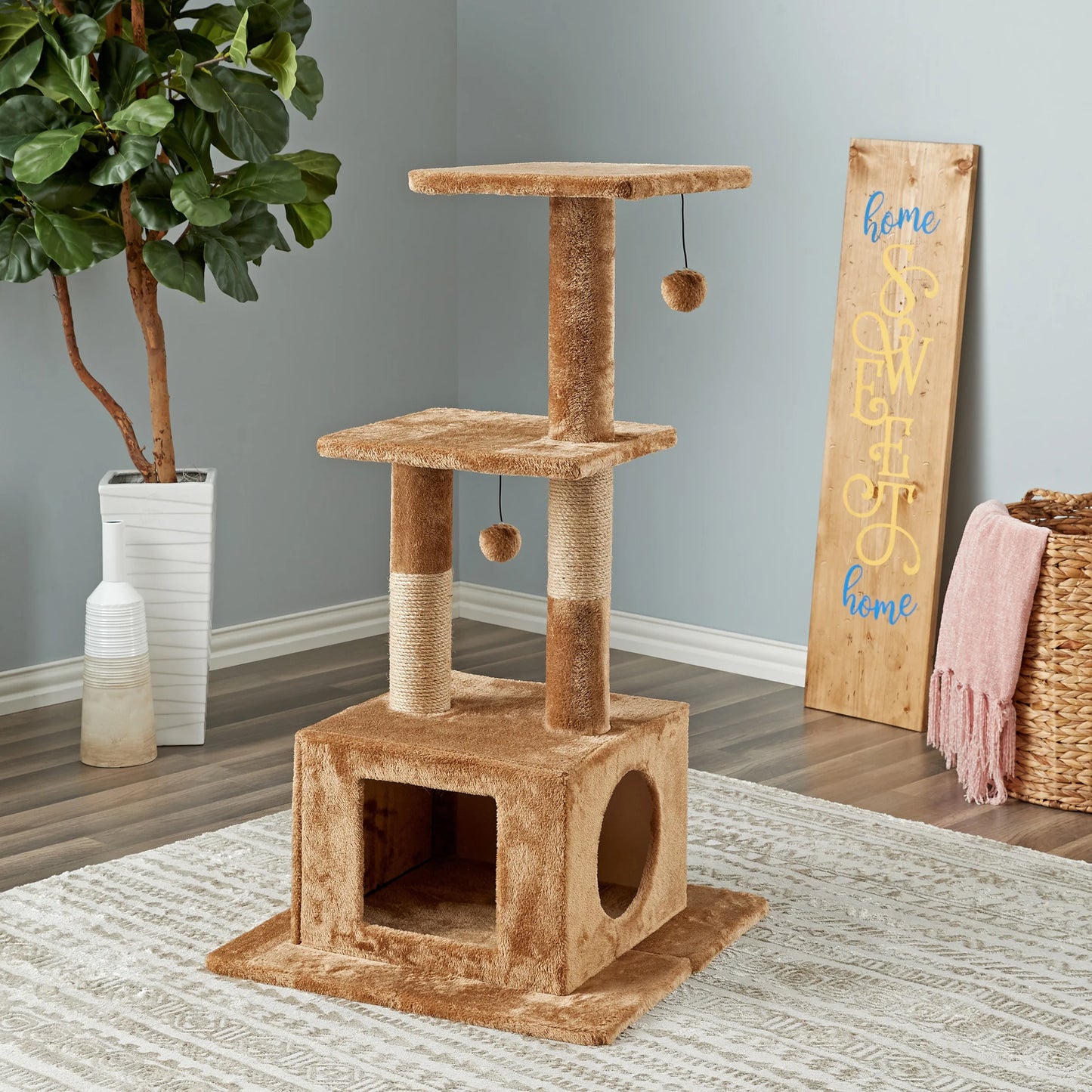 Willow 43.7-Inch Cat Tree, Cat Tower, Scratching Post, Perch & Playground