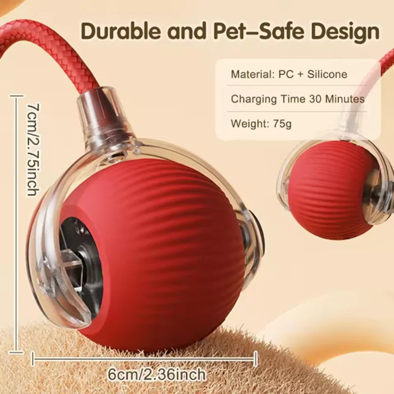 Cat Interactive Ball Toy, Automatic Rolling Ball with Tail, Rechargeable Smart Pet Interactive Toy, Intelligent Toy for Cat