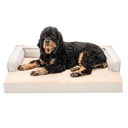 Pet Products Plush & Decor Check Comfy Couch Orthopedic Pet Bed for Dogs & Cats - Wheat, Medium