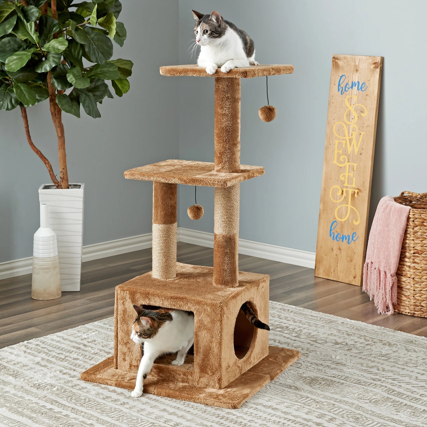 Willow 43.7-Inch Cat Tree, Cat Tower, Scratching Post, Perch & Playground